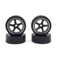 1/28 RC Car Wheels and Tires Five-Spoke RC Car Wheels Rubber Tires Lightweight for Hobbyists