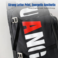 Letter Print Large Capacity Backpack, Oxford Cloth, Travel, Camping, Outdoor Dining, Ski Board Storage