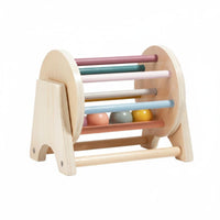 Educational Rolling Reasoning Mechanism Training Wooden Rolling Drum Rainbow Colors Wooden Bead Roller for Nursery
