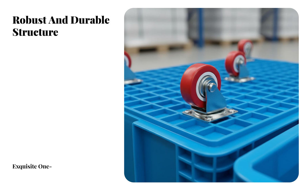 Wheeled Turnover Box Sturdy Storage Crate with Wheels Single-Piece Molding Wheeled Storage Bin with Lid for Movers, Logistics, Factory, Basement