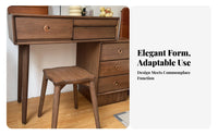 Thick Stable Legs Solid Wood Vanity Stool Rounded Corners Puffy Shaped Stool Lightweight Household Furniture Easy to Assemble for Families, Homeowners, Living Room, Bedroom, Kitchen, Entryway