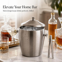 304 Stainless Steel Double-Layer Insulated Ice Bucket with Lid for Bar KTV Champagne Wine