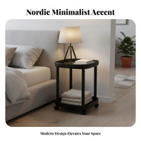 Multi-Functional 2-Tier C-Shaped Stand Stable Construction 2-Tier C-Shaped Table Sturdy Structure Household Furniture Easy Assembly for Apartment Dwellers, Office Workers, Living Room, Balcony, Small Areas, Entryway
