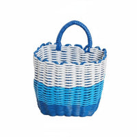 Pastoral Design Plastic Woven Hanging Basket Multifunctional Faux Rattan Storage Basket Multi-Functional for Renters, Kitchen, Closet