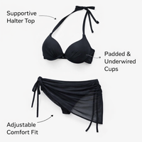 Swimsuit for Women with Long Sleeve Sun Protection, Four-Piece Bikini Set Including Triangle for