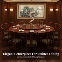 Electric Rotating Hot Pot Table Solid Wood Construction Restaurant Banquet Table Built-in Induction Cooktops Chinese Design Wooden Dining Set