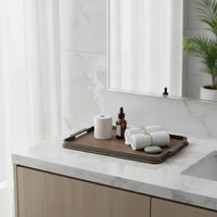 decorative Tray with Metal Rim Modern Valet Tray with Handles Key Bowl for Washroom Counter