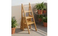 Folding Step Stool Chair Convertible-in-1 Design Convertible Ladder Chair Foldable Transforming Step Ladder Stool for Kitchen, Stockroom