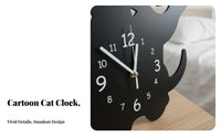 Cartoon Kitten Desk Clock Quiet Cat Shaped Table Clock for Students, Kids, Dorm Room, Bedroom, Office