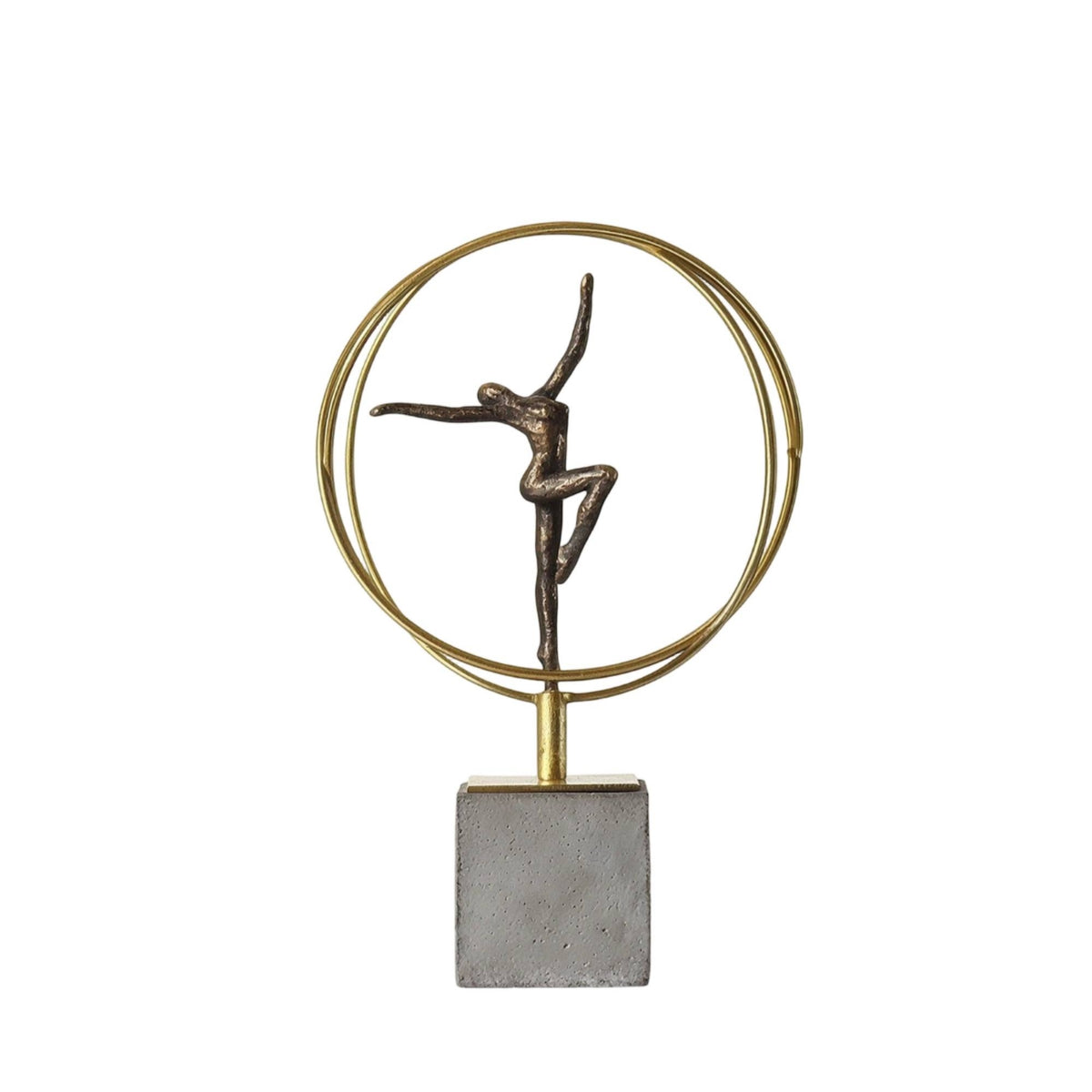 Gymnast Figurine with Pedestal Abstract Gymnast Sculpture Geometric Ornament for Art Lovers