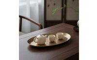 Oval Serving Tray Low-Profile Aluminum Tray Vintage-Retro-Styled Platter for Tea Service, Living Room