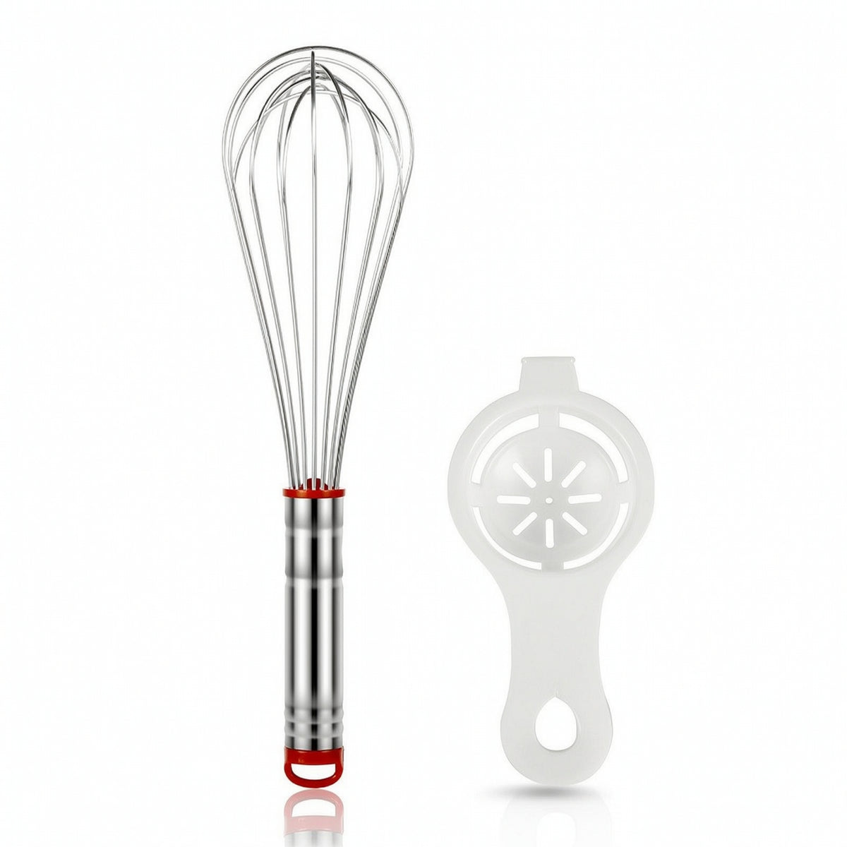 Egg Whisk Stainless Steel Manual Whisk with Egg Separator Kitchen Tool Food-Grade Utensil Flexible for Bakers, Baking