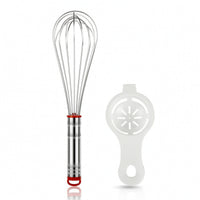 Egg Whisk Stainless Steel Manual Whisk with Egg Separator Kitchen Tool Food-Grade Utensil Flexible for Bakers, Baking
