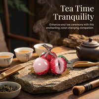 Desk Ornament Heat Sensitive Color Changing Tea Pet Figurine, Resin Lychee Design for Ceremony and Table Display, Interactive Decoration for Lovers