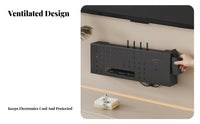 drillcostless Installation Rneatly stored and concealeder vertical surface Mount Space Saving Electronics Holder Clutter Hider surfacemounted Rack wire Management for property owners, Students, Behind TV, Living Room, Small areas, media hub