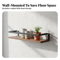 Space-Saving Railed Floating Shelf Decorative Design Floating Picture Ledge Multi-Purpose Wall Decor Easy Installation for Homeowners, Renters, Students, Living Room, Bedroom, Kitchen, Nursery