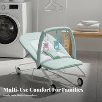 Foldable Design Convertible Baby Bouncer Removable and Washable Cover 3-in-1 Convertible Chair Adjustable Recline Infant Seat Detachable Toy Bar for Newborns, Infants, Toddlers, Naptime, Playtime, Bedroom, Living Room