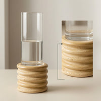Glass Vase with Stone Base Tabletop Flower Holder Minimalist for Home Decor