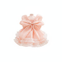 Fairy Design Dog Princess Dress Layered Ruffles Bowknot Pet Dress Snap Button Closure Small Dog Tutu Skirt Breathable for Cats, Parties, Photo Shoots