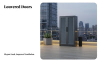 Waterresistant 2-Door Storage Cabinet Sun-Resistant Freestanding Metal Shoe Locker long-lasting Construction Outdoor Furniture Multipurpose Design for Homeowners, Gardeners, Families, Balcony, Garden, Courtyard, Outdoors