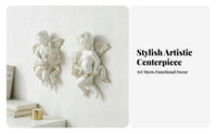 Cherub Wall Decor Detailed Feather Plumage Adornments Cherub Wall Resin Artwork Material Corner Angel Sculpture for Living Room, Bedroom, Hallway