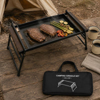Outdoor Griddle Plate Raised Side Rails Grill Plate Black Griddle Tray for Picnics