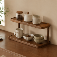Walnut Wood Desk Shelf, Minimalist Monitor Stand for Home Office, Reinforced Desktop Organizer Tabletop Shelf