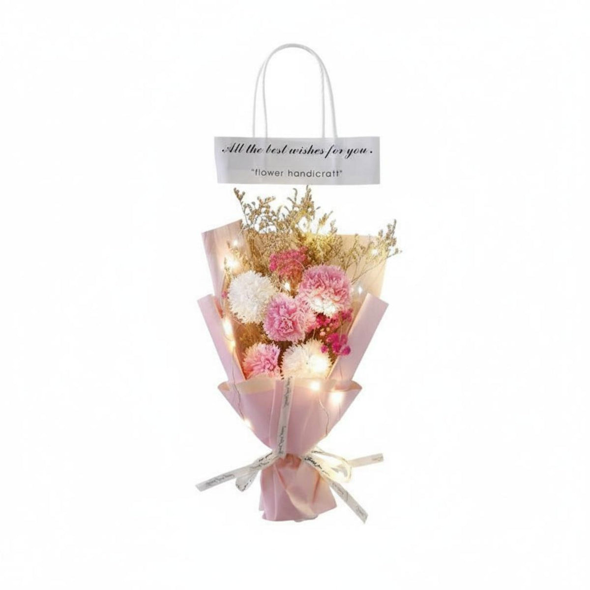 Long-Lasting Soap Flower Arrangement Artisan-Made Preserved Flower Arrangement in Gift Bag Romantic Ambience LED Blossom Lamp for Mom, Girlfriend, Teacher, Mother's Day, Birthday, Home Decor