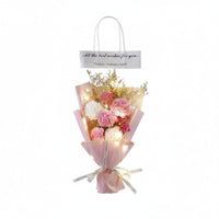 Long-Lasting Soap Flower Arrangement Artisan-Made Preserved Flower Arrangement in Gift Bag Romantic Ambience LED Blossom Lamp for Mom, Girlfriend, Teacher, Mother's Day, Birthday, Home Decor