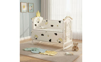 Solid Wood Extendable Toddler Bed Multifunctional Convertible Baby Crib With Wheels Wooden Infant Cradle Adjustable Height for Newborns, Infants, Toddlers, Bedroom