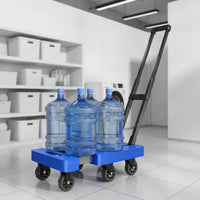 Flatbed Cart with Handle 6-Wheel Foldable Hand Cart Heavy Duty Folding Hand Truck for Office