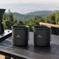 Camping Mug, Aluminum Alloy, 300ml, Direct Fire Compatible, Foldable Handle, Lightweight, Outdoor, Hiking, For Coffee, Soup