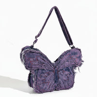 Denim Butterfly Bag Lightweight Edgy Design Butterfly Purse Convertible Shoulder Backpack for Young Women