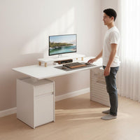 Twin Engine System Solid Wood Sit Stand Desk Quiet Operation Electric Standing Desk Spacious Desktop Height Adjustable Workstation Rounded Corners for Study Room