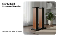 2 Pieces Wood Grain Finish Bookshelf Speaker Stand Stable Base Floor Speaker Stand Heavy Duty Audio Furniture Easy Assembly for Home Theater Enthusiasts, Audiophiles, Living Room