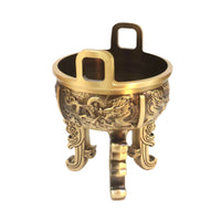 Incense Burner with Legs Brass Ding Bowl Dragon Relief Censer for Practitioners
