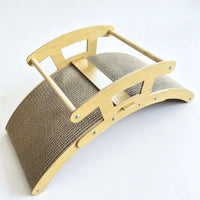 Corrugated Cat Scratcher Rocker Rocking Cat Rocker with Feather Toy Wooden Pet Furniture Curved for Cats, Kittens, Living Room, Bedroom