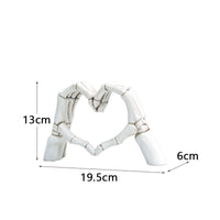Skeletal Palm and Heart Figurine Smooth Surface Bone Palm and Heart Statue Easy to Affectionate Hand Figurine