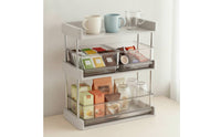 Tea Storage Container with Drawer Transparent 3 Layer Storage Rack Compact Desktop Rack with Drawers for Office Breakroom