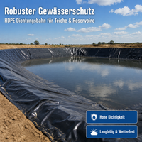 HDPE Geomembrane Roll, Pond Liner 0.2-2.0mm, Waterproof Construction Film for Fish Pond & Garden Pond, Weather-Resistant, Black