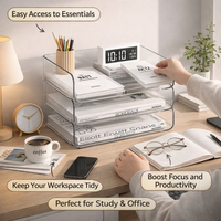 Desktop Shelf Unit Organizer, Small Bookcase for Office Storage, Stackable Book Shelves Table Top for Students