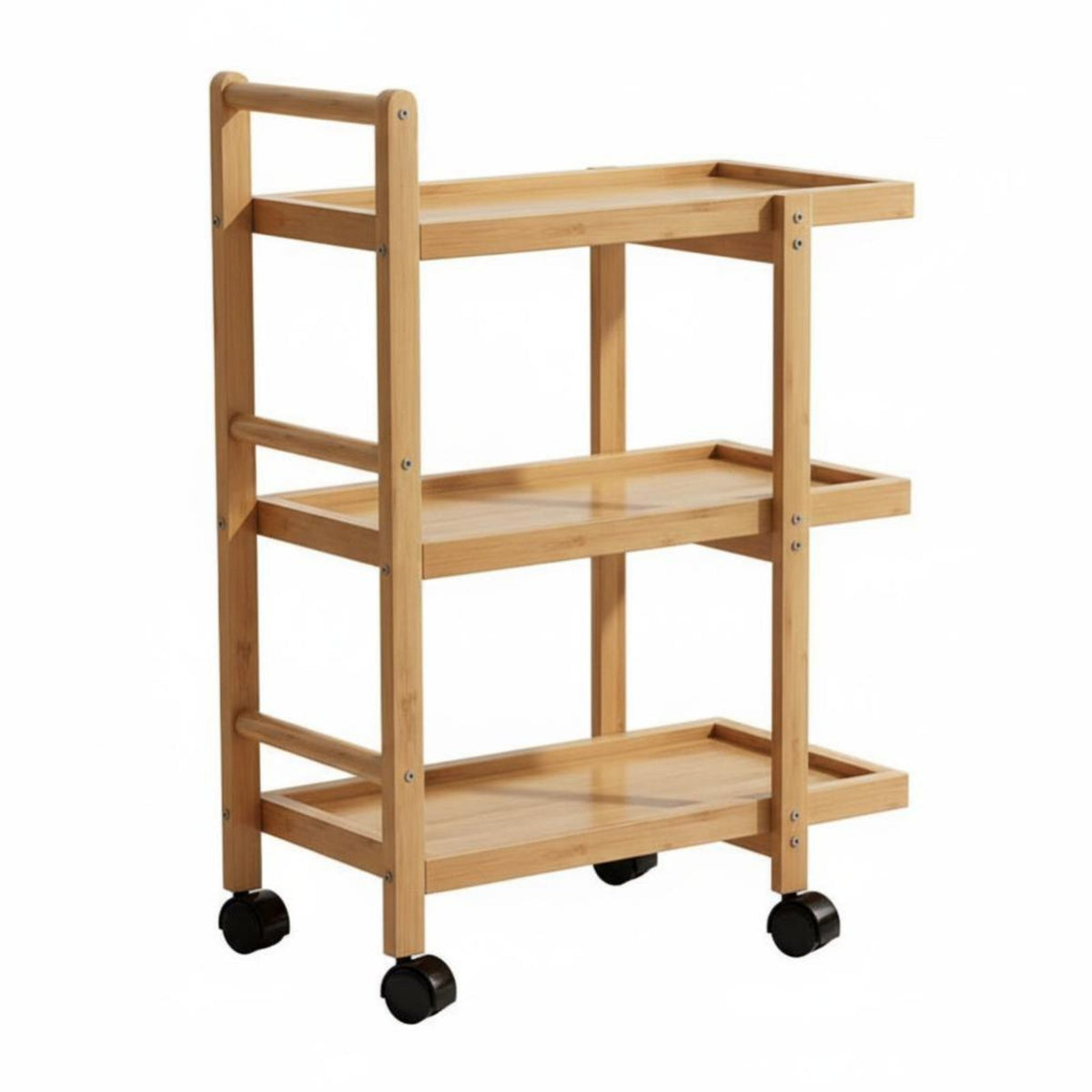Multi-Functional 3-Tier Rolling Rack With Wheels Storage Trolley Simple Design Utility Cart 360° Swivel Casters for Homeowners, Students, Living Room, Bedroom, Kitchen, Bathroom