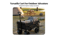 Foldable Camping Wagon Space-Saving Foldable Outdoor Utility Cart Large Capacity Foldable Wagon Cart for Campers, Beach Goers, Picnic, Gardening