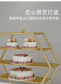 European Style Metal Iron Fruit and Dessert Display Stand, Gold