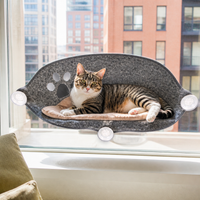 Semi-Circular Suction Cup Cat Hammock for Window, Thickened Sunbathing Perch with Mat