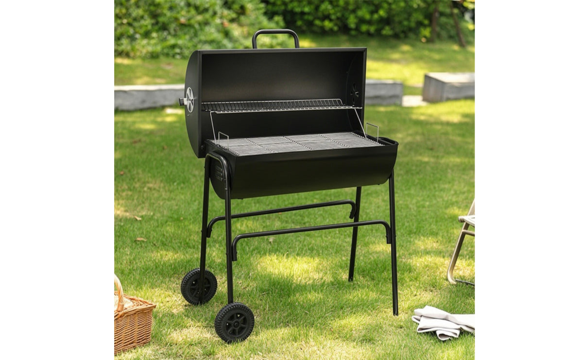 Temperature-Controlled Charcoal Grill with Side Shelf Long-Lasting Charcoal Grill with Warming Rack Spacious Large for Campers, Backyard, Camping