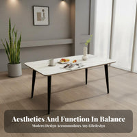 Easy to Clean Rectangular Table and Chair Set Scratch Resistant Rectangular Table with 4 Chairs Long-Lasting Construction Cafeteria Furniture Strong Load-Bearing for School Administrators, Apartment Dwellers, Cafeteria, Food Court, Employee Dining Room