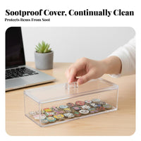 3-Compartment Clear Box Transparent Design Display Case particle-resistantproofprotective for Study Room