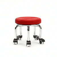 Padded Low Stool with Wheels Compact Swivel Stool with Wheels Mobile Furniture Movable for Estheticians