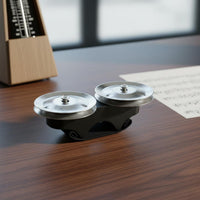Two Jingling Discs Wooden Finger Tambourine Silver Metal Finger Tambourine Lightweight Hand Percussion Compact